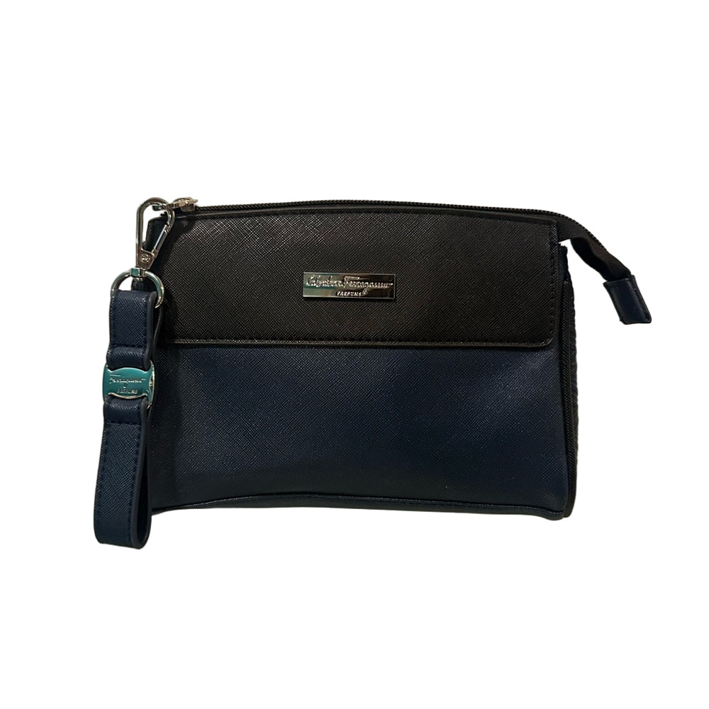 Salvatore Ferragamo Black & Blue Wristlet & Keychain
